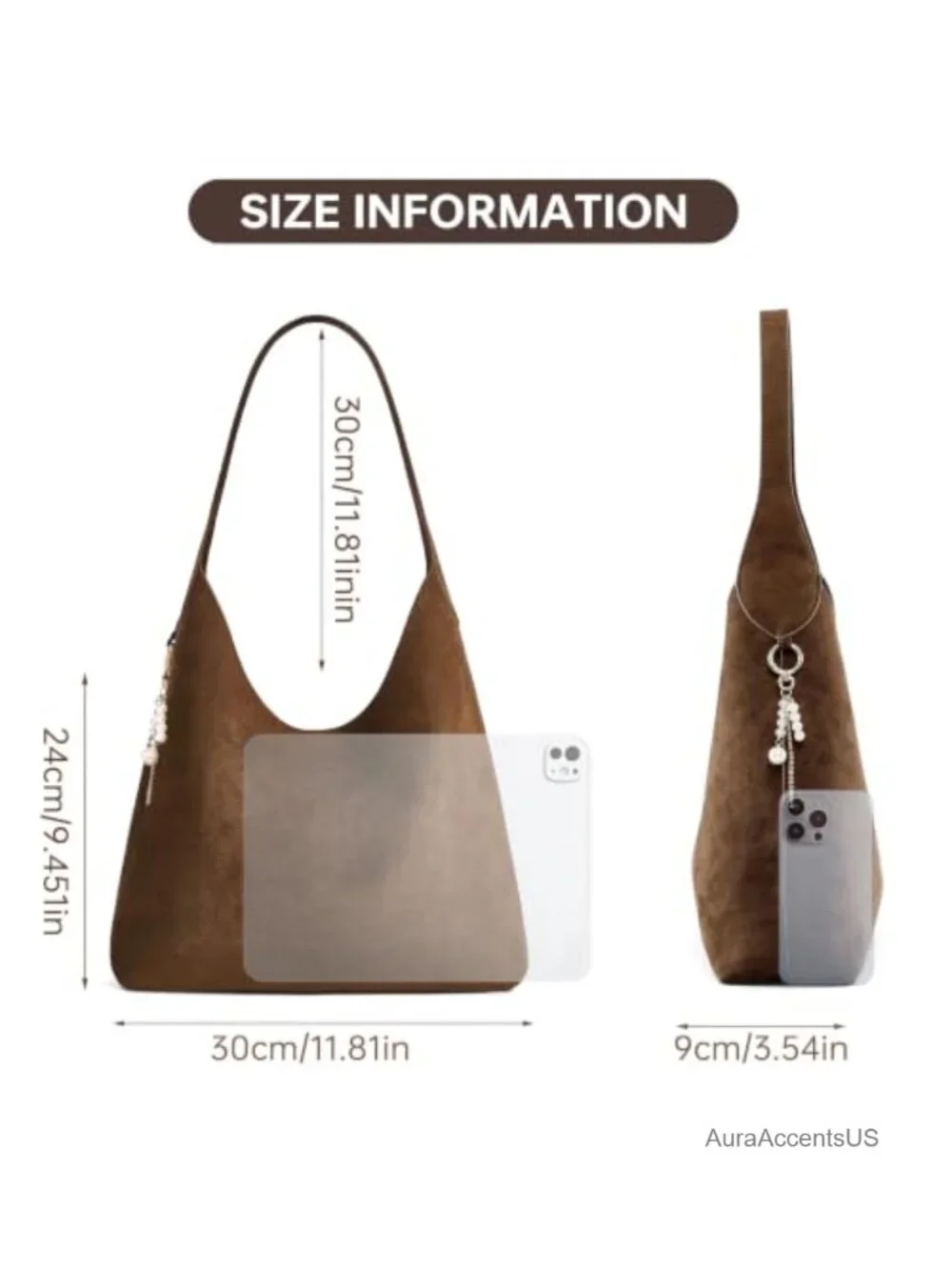 Slouchy Hobo Bag Women Faux Leather Suede Shoulder Tote Travel Handbag